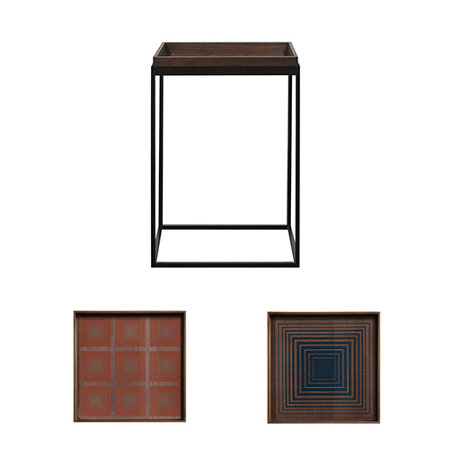 ETHNICRAFT Square Tray Table 정사각 트레이 테이블 (우드&amp;글라스)(39cm) TRAY BY ETHNICRAFT,BELGIUM